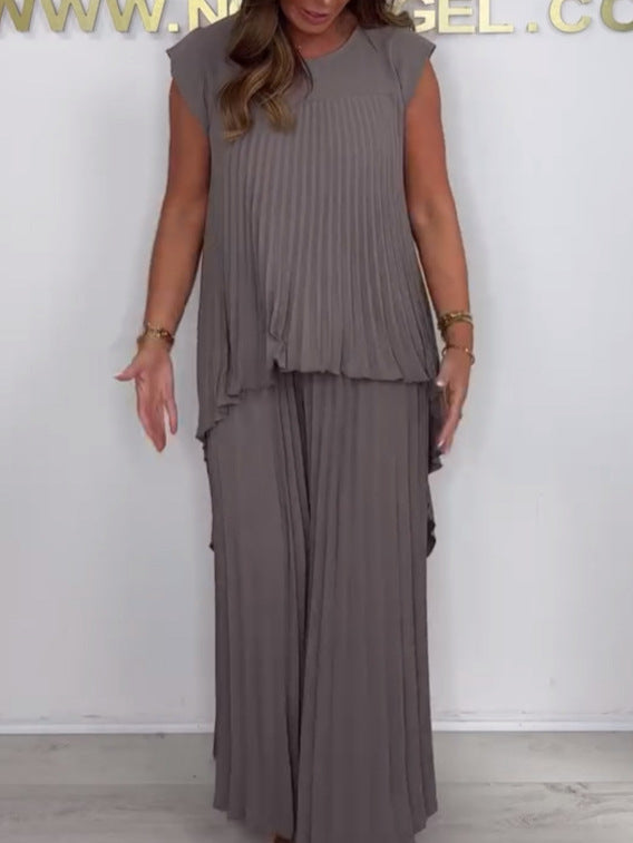 Blithe – Plissiertes Midi Oberteil Und Weit Geschnittene Hose