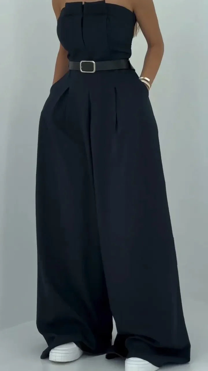 Lavara – Kurzer Blazer Und Weit Geschnittene Hose Im Satz