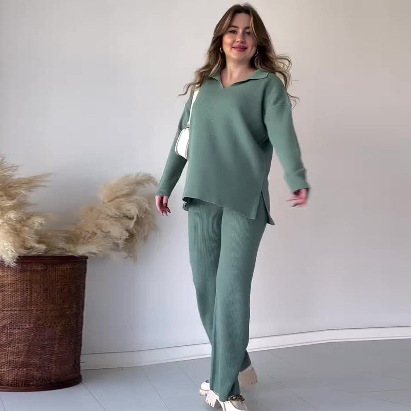 Alyana – Geripptes Gestricktes Zweiteiliges Lounge Set