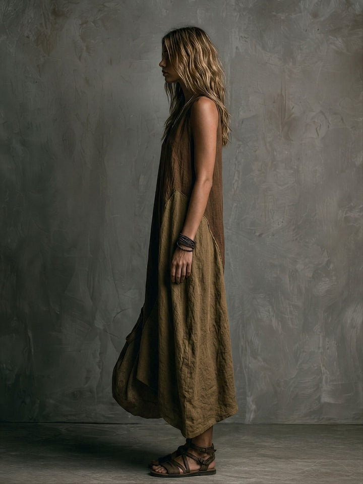 Tylissa – Langes, Asymmetrisches Patchwork-Kleid