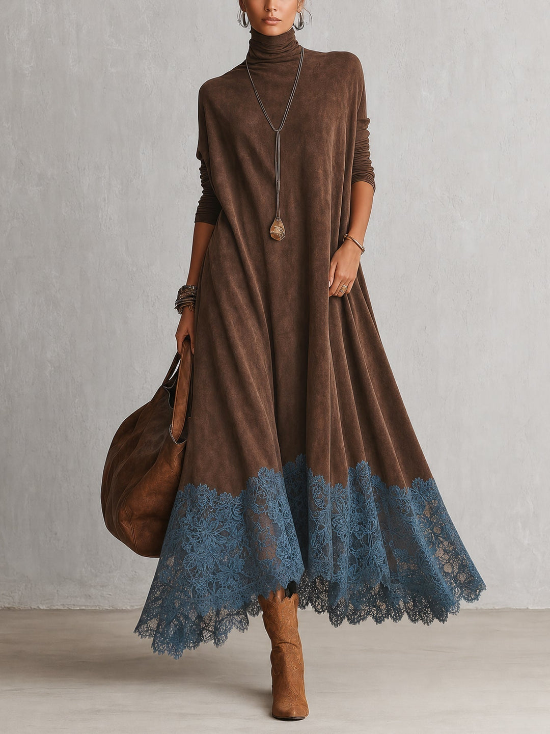 Albria – Langärmliges Maxikleid im Vintage-Stil