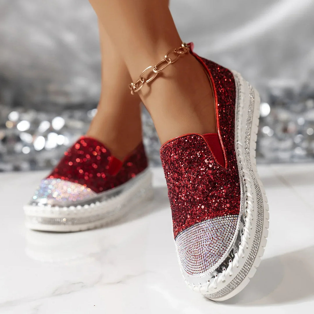 Lizka – Plateau Loafer Mit Glitzer Und Strass