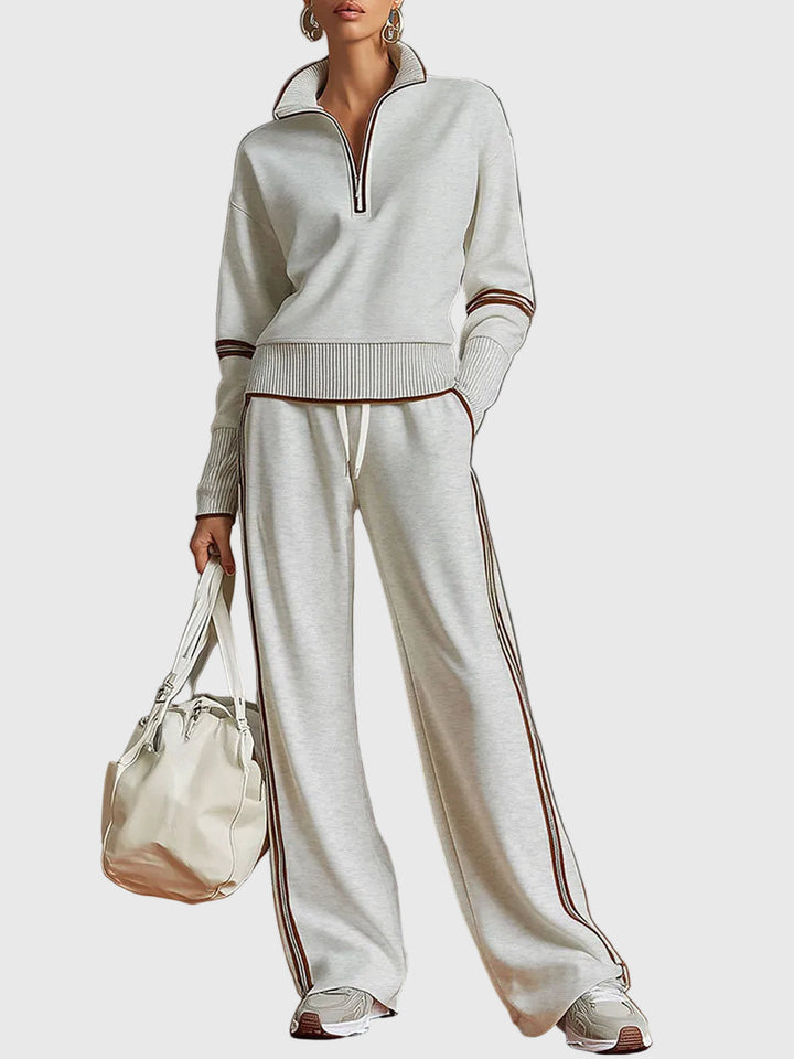 Minrada - Set Aus Bluse Und Hose Mit Breiten Falten