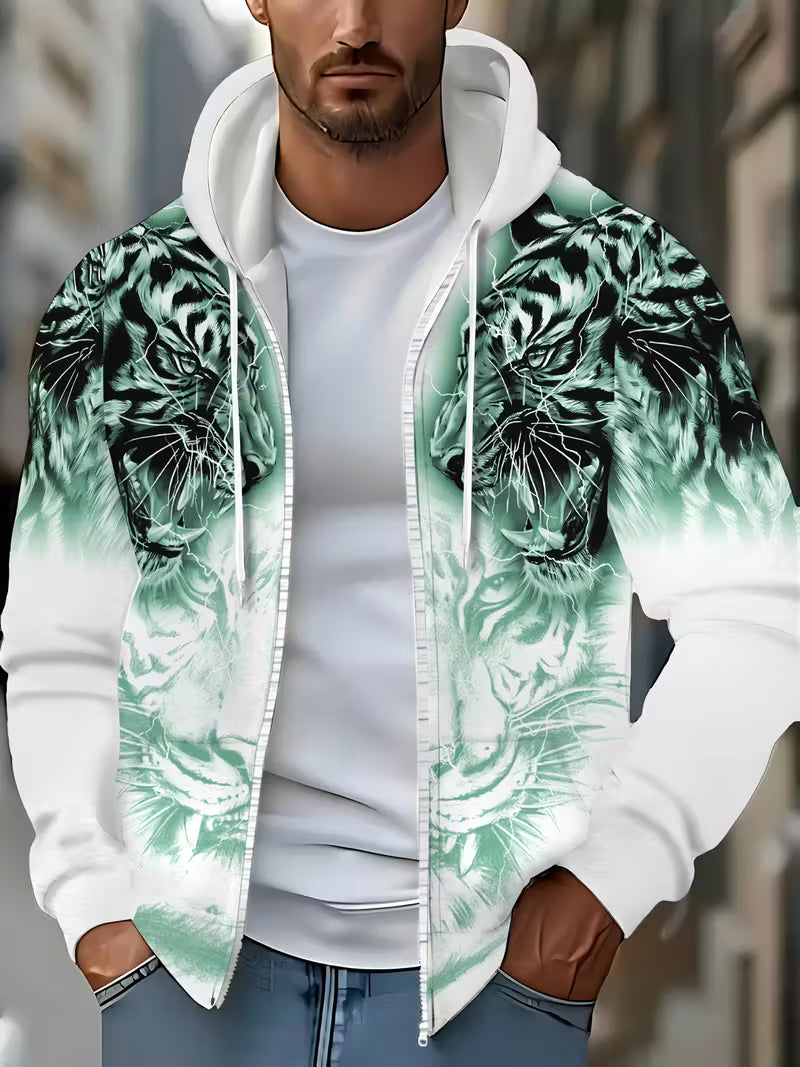 Luciano – Kapuzenpullover Mit Reißverschluss Und Tiger Muster