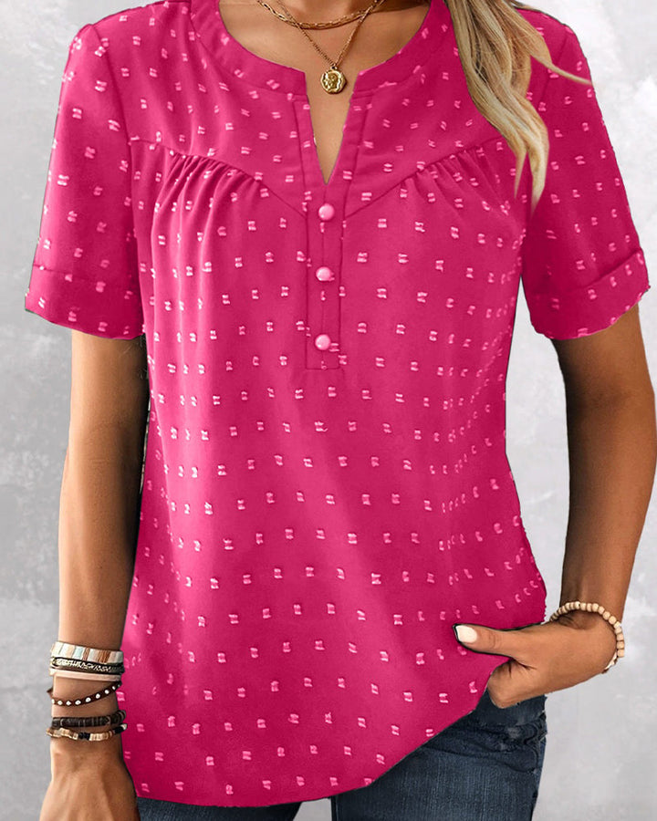 Seela - Kurzarm Bluse MIT V Ausschnitt