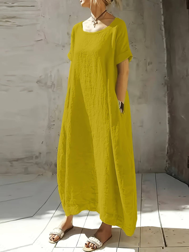 Anuradhi - Lässiges Langes Kleid Mit Weiten Ärmeln
