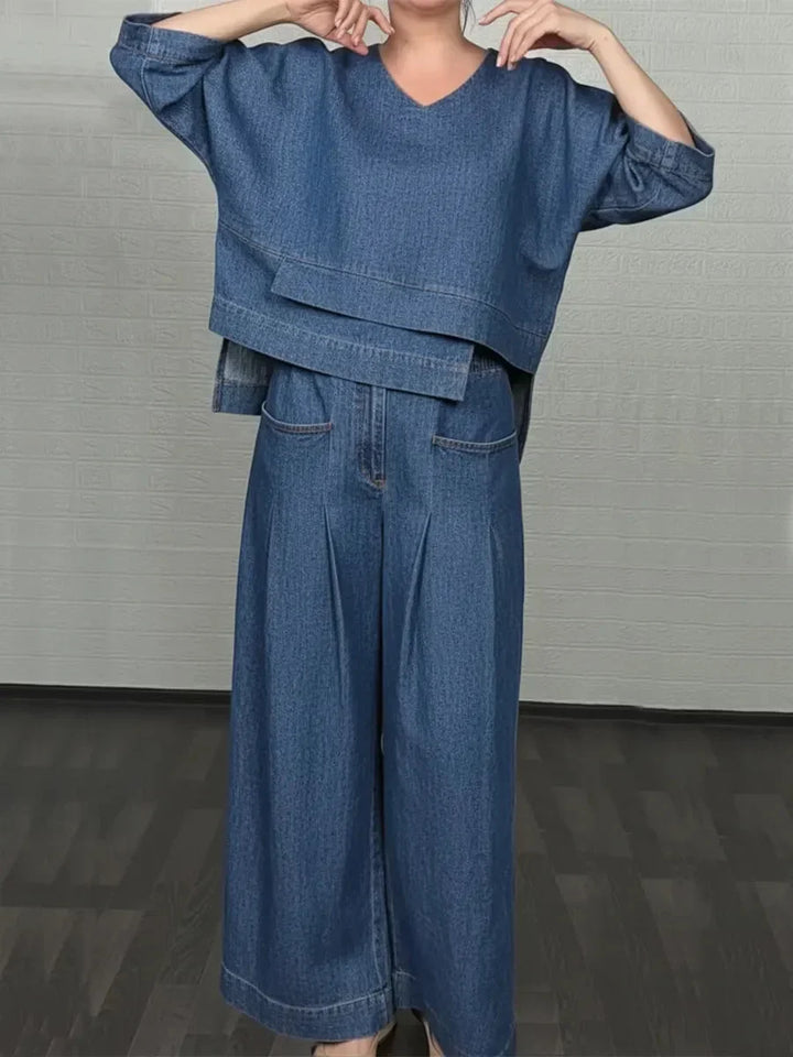 Ojinika – Lässiges Denim-Zweiteiler-Set