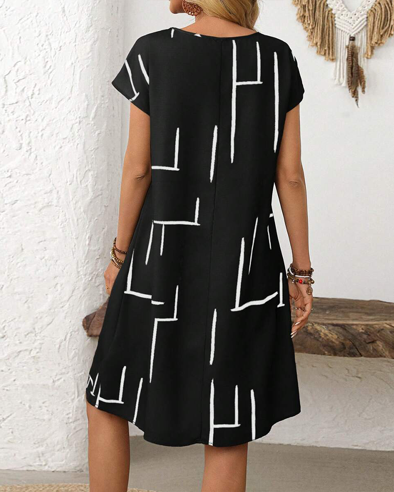 Ainee – Sommer Kleid Mit Rundhalsausschnitt Und Print