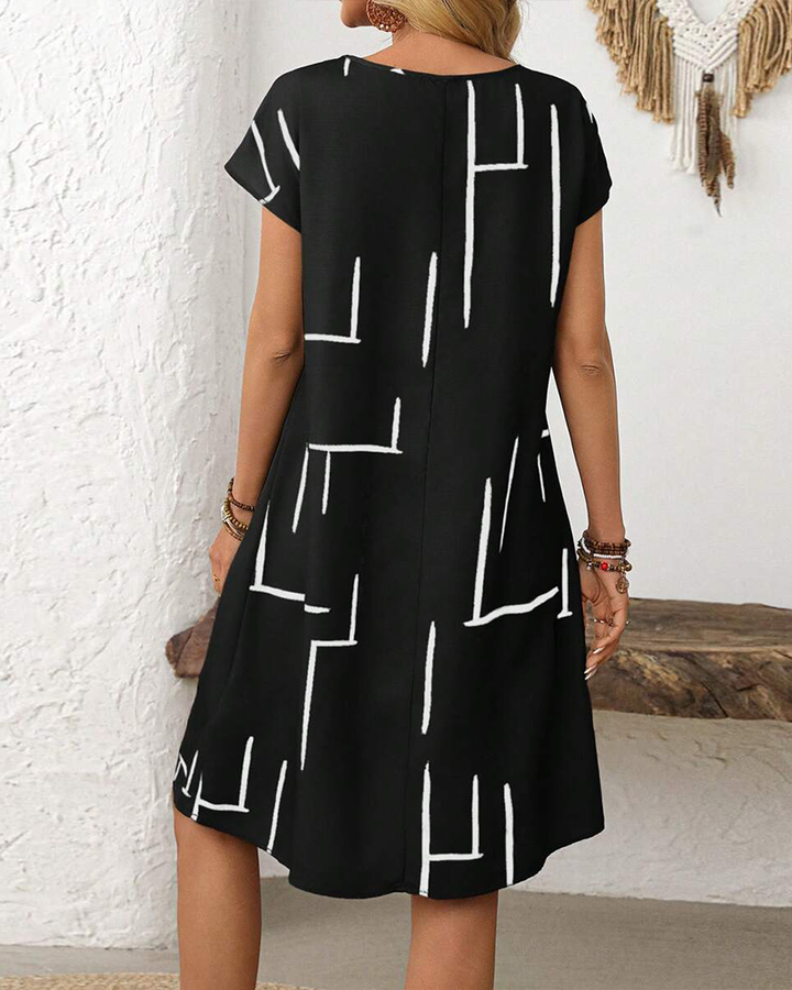 Ainee – Sommer Kleid Mit Rundhalsausschnitt Und Print