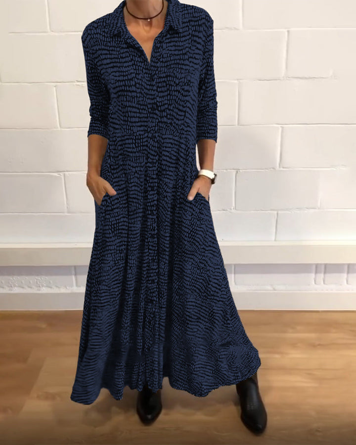 Mathea – Langärmliges Maxikleid Mit Taschen