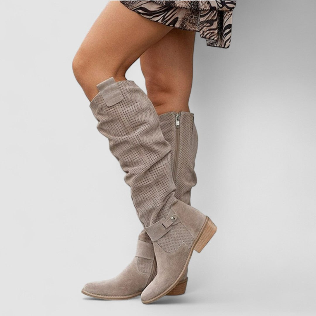 Yesinia – Kniestiefel Aus Wildleder Mit Reißverschluss