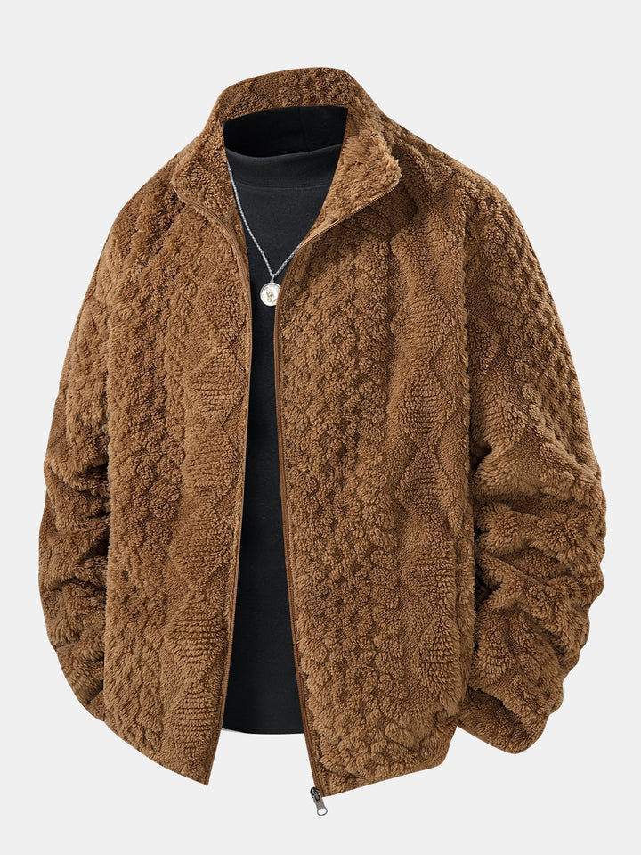 Elwood – Geometrische Jacquard Teddy Jacke