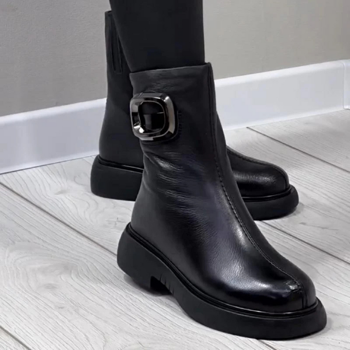 Moniek – Lederstiefeletten Mit Schnalle