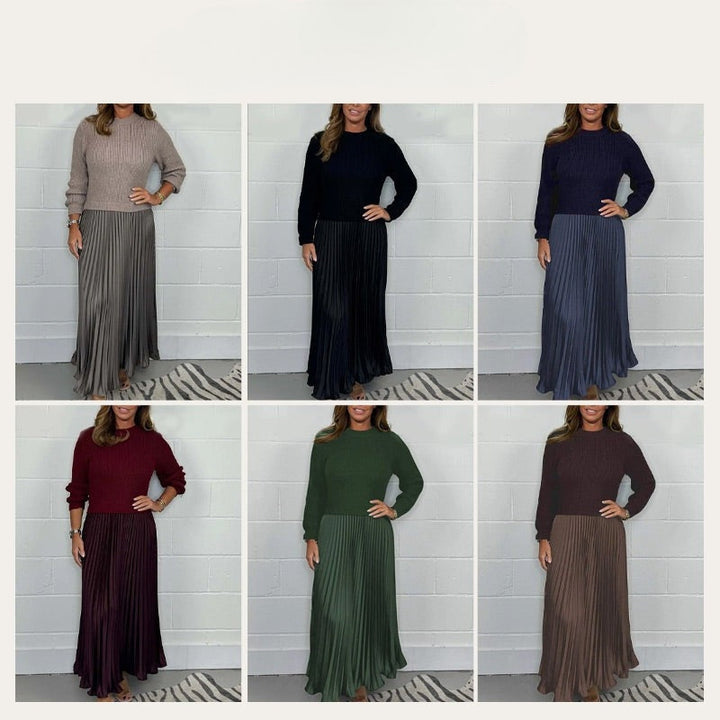 Yennefer – Elegante Und stilvolle Plisseekleider Mit Rundhalsausschnitt