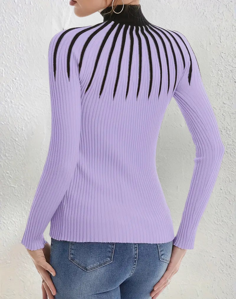 Maider – Eleganter Langarm Pullover Mit Hoher Kragen
