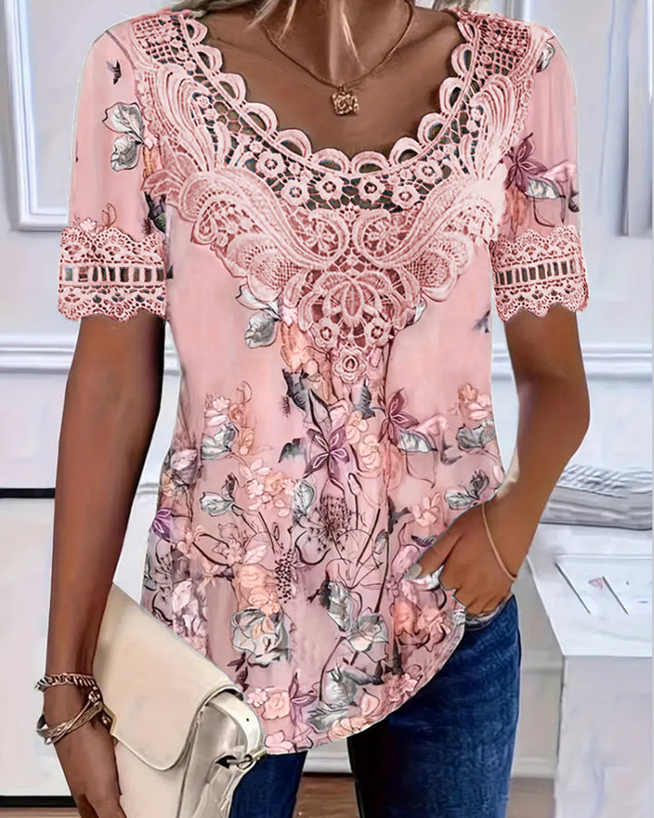 Emilyn – Modisches Kurzarm T-Hemd mit Blumenmuster