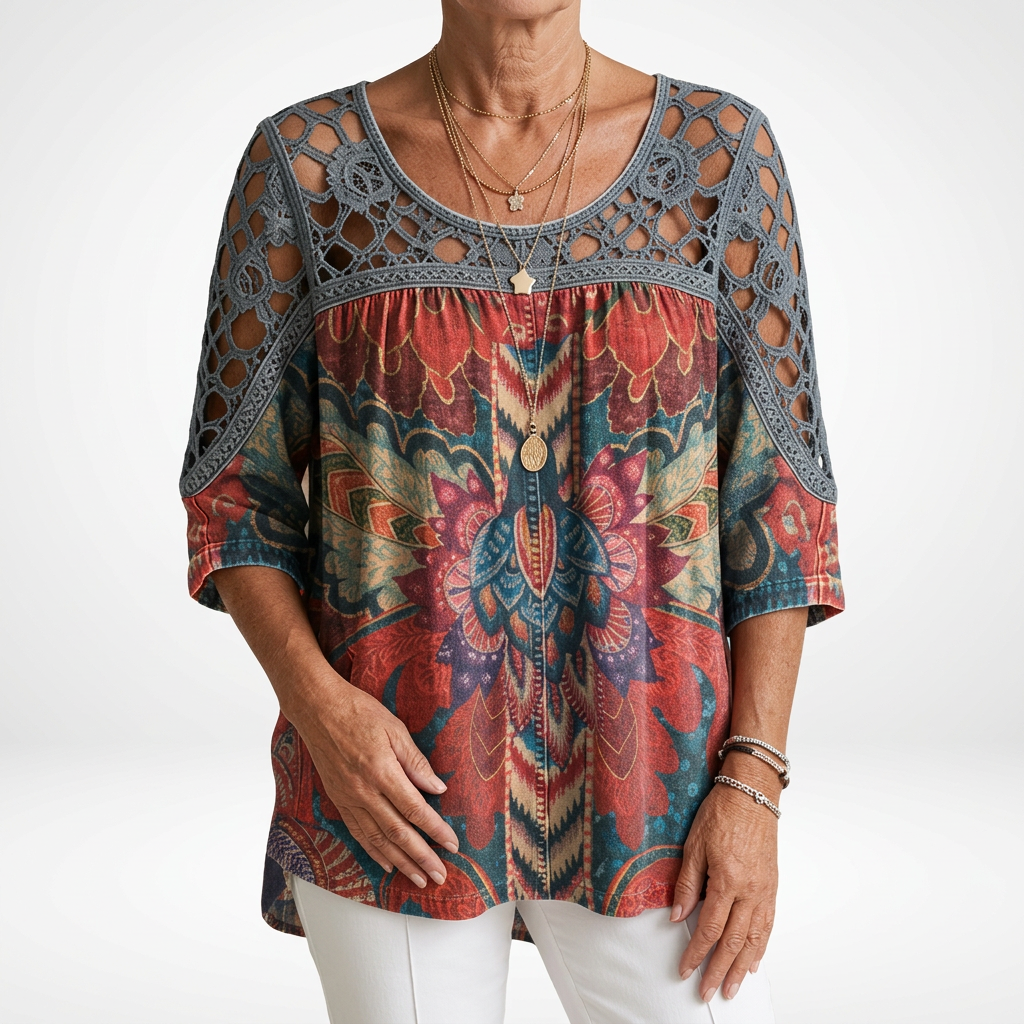 Steven – Bluse mit Ethnischem Bohemian Drucken