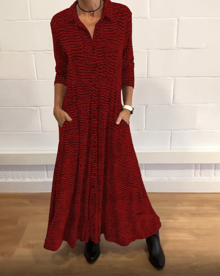 Mathea – Langärmliges Maxikleid Mit Taschen