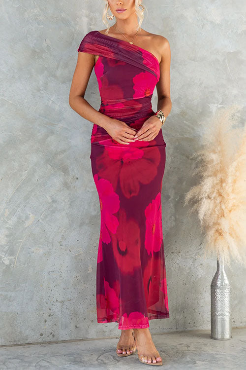 Lindsey – Elegantes Langes Kleid Mit Blumenmuster