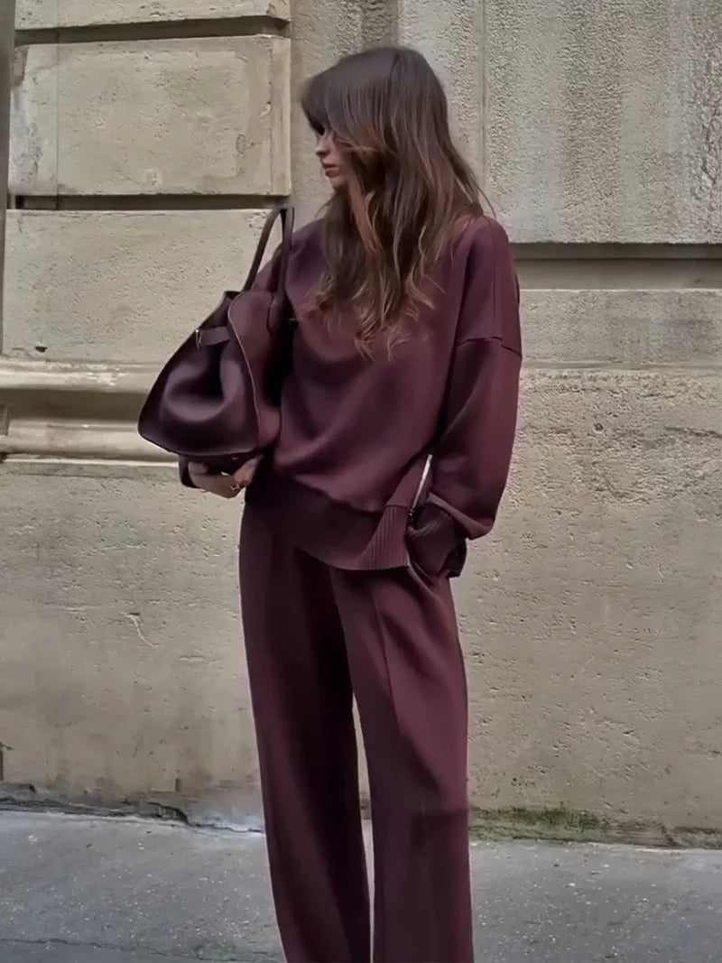 Nogaelle - Elegantes Sweatshirt Set Mit Lockerer Passform
