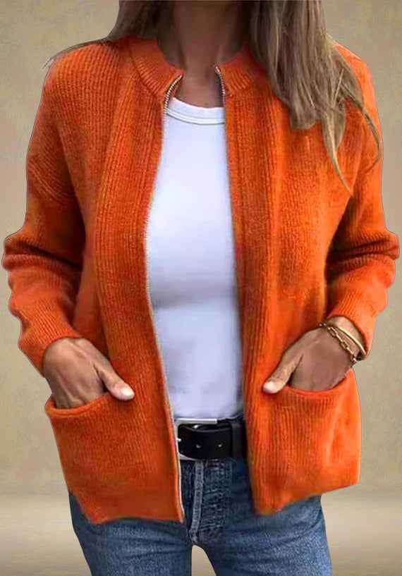 Marsha – Herbst Strickjacke Mit Reißverschluss