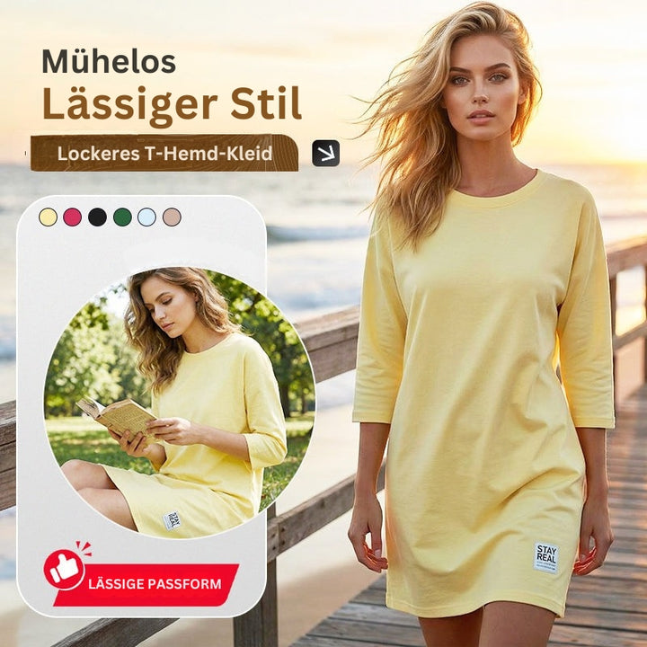 Sidsel – Elegantes T-Hemd-Kleid Mit Rundhalsausschnitt