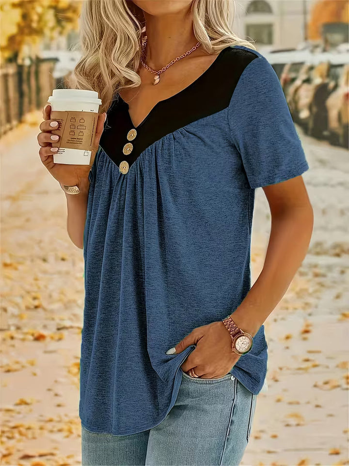 Kaielle - Kurzarm T-Shirt Mit Knopf