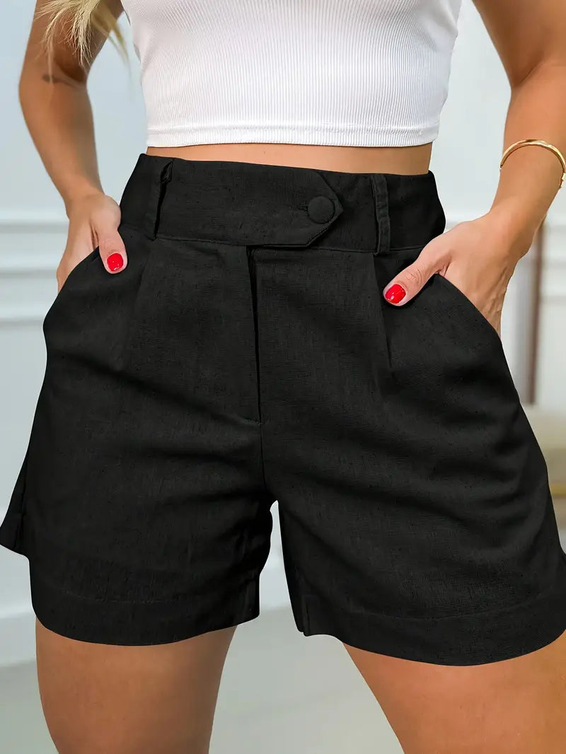 Annora – Lässige Kurze Mit Hoher Taille Und Knopf