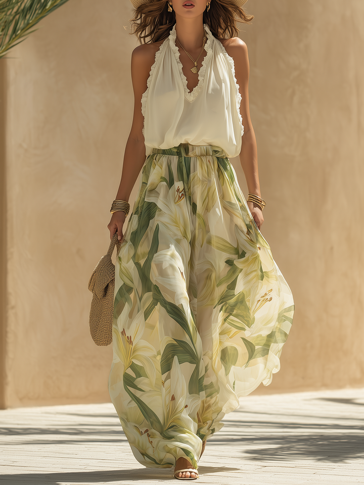 Mireella – Zweiteiliges Set Mit Lilien Muster