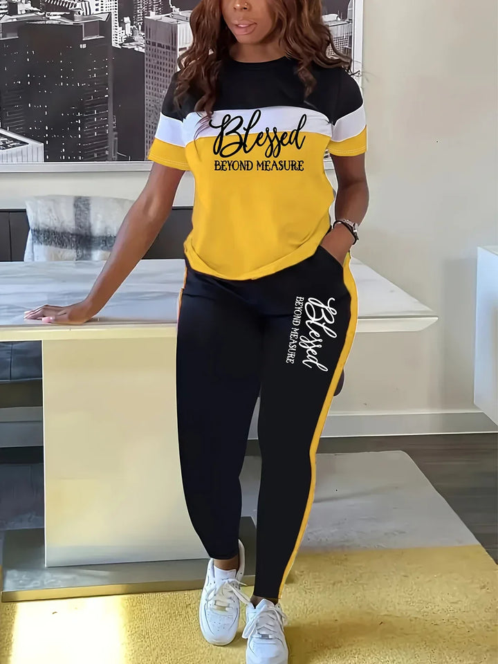 Fotini - Sommer Modischer Kontrastreicher Bunter Sportlicher Anzug