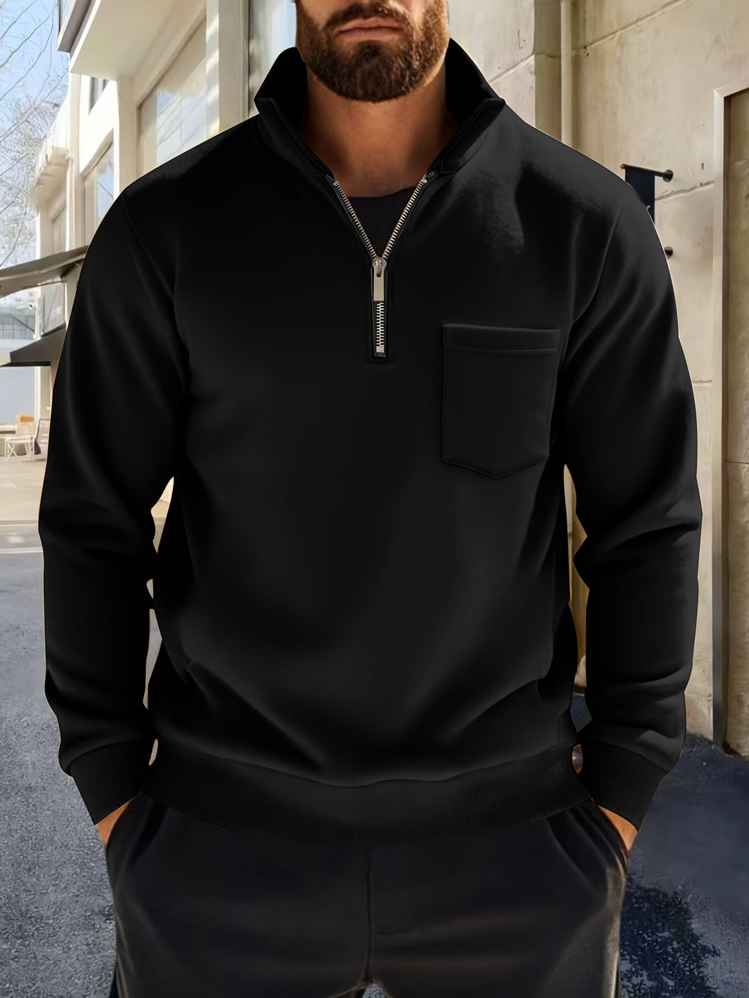 Nistor – Langarmshirt Mit Halbem Reißverschluss