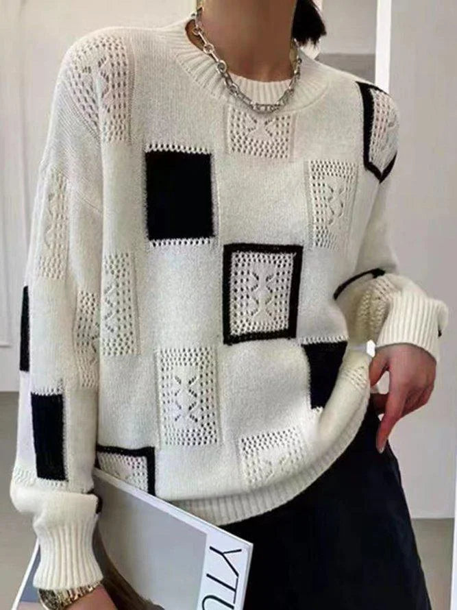 Aniska – Strick Pullover Mit Blockmuster