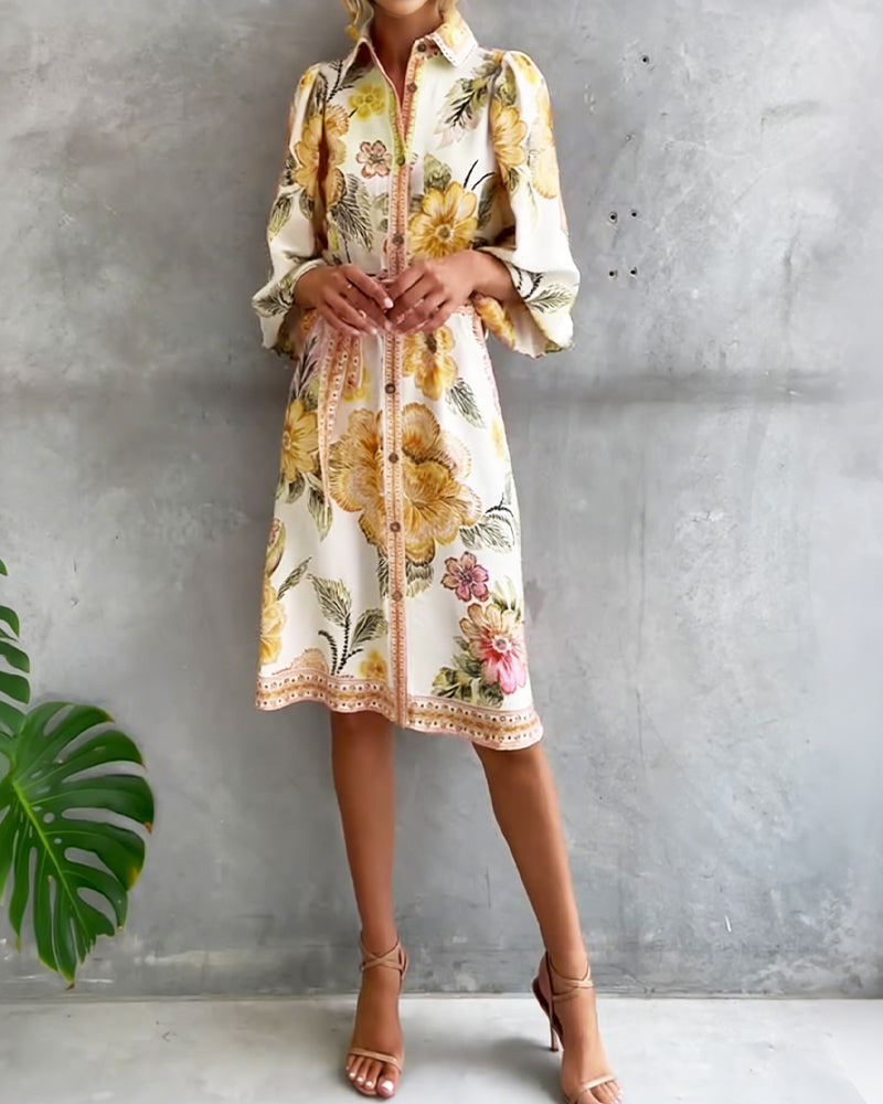 Nylera – Kleid Mit Laternenärmeln Und V-Ausschnitt