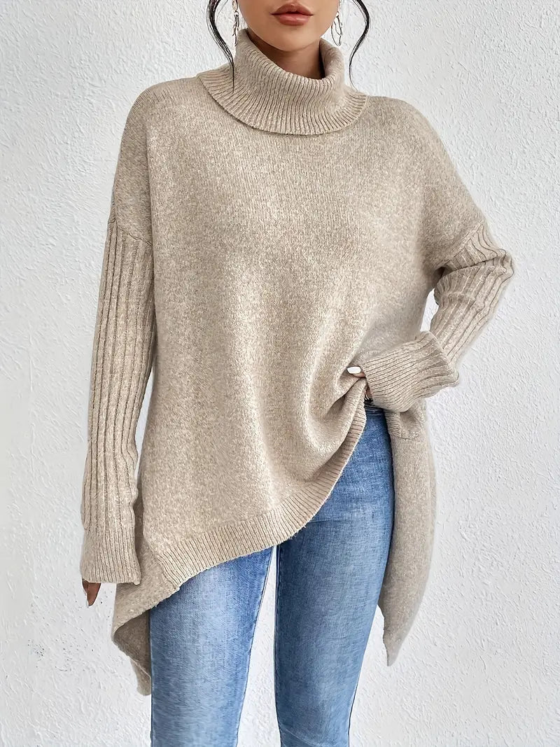 Laora – Lässiger Pullover Mit Langen Ärmeln Und Hohem Kragen