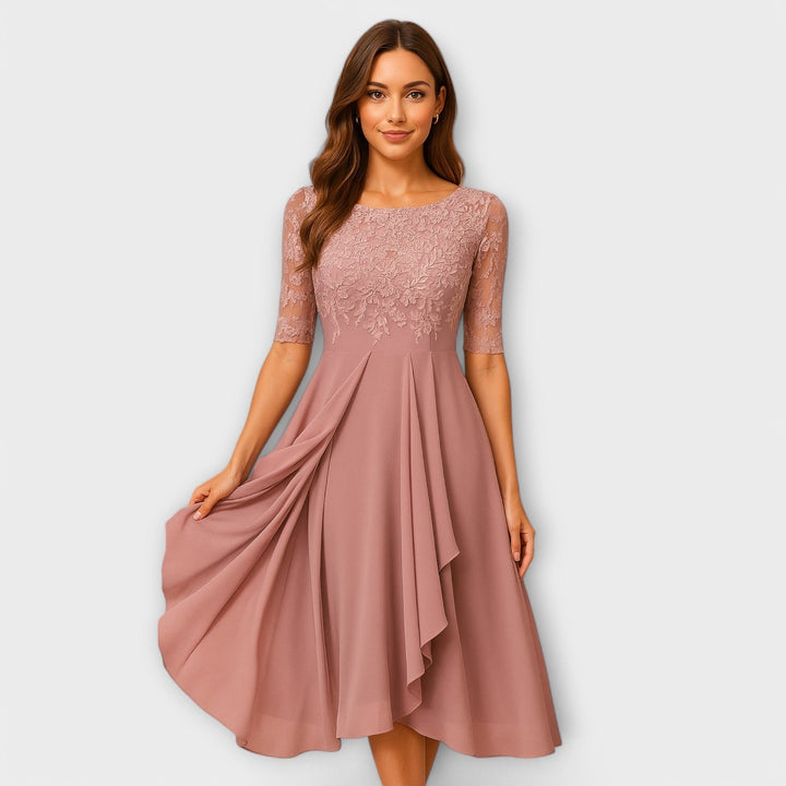 Martyna – Midi Kleid mit Spitzenärmeln
