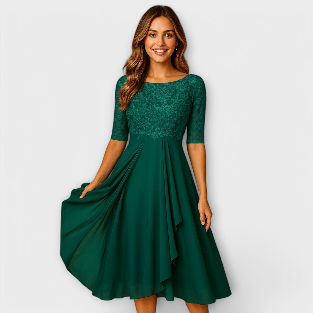 Martyna – Midi Kleid mit Spitzenärmeln