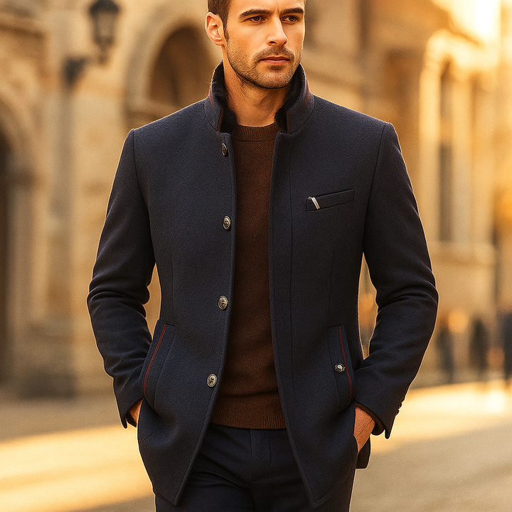 Maldini – Eleganter Wollmantel Mit Knöpfen Vorne