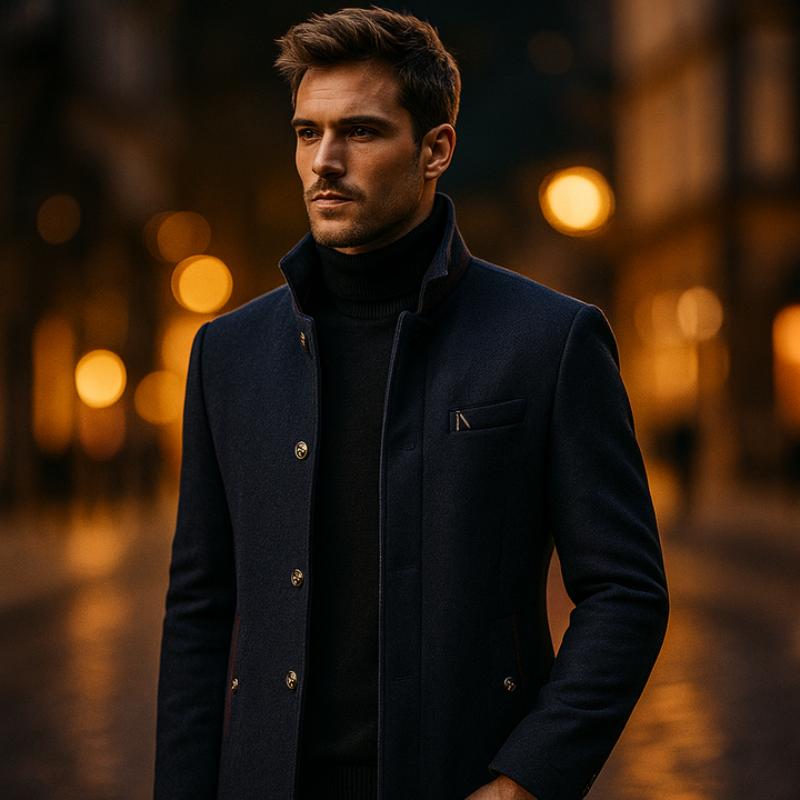 Maldini – Eleganter Wollmantel Mit Knöpfen Vorne
