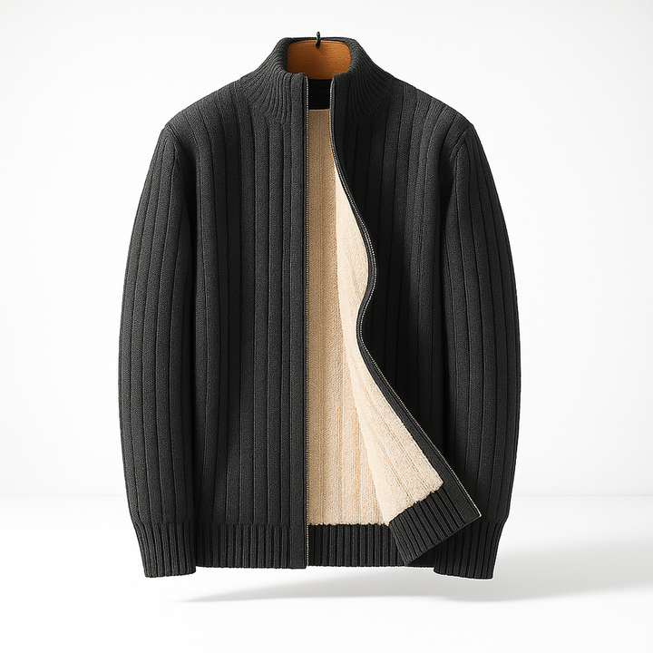 Artan – Gestrickte Kaschmir Strickjacke Mit Reißverschluss