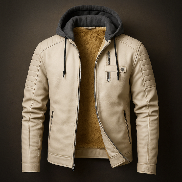 Glendon – Elegante Lederjacke mit Kapuze