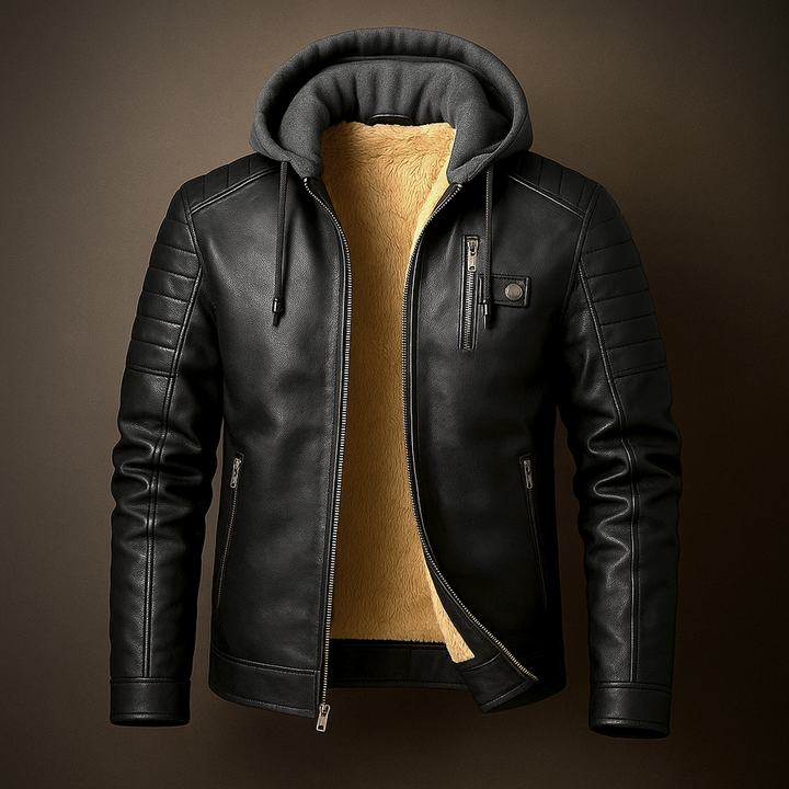 Glendon – Elegante Lederjacke mit Kapuze