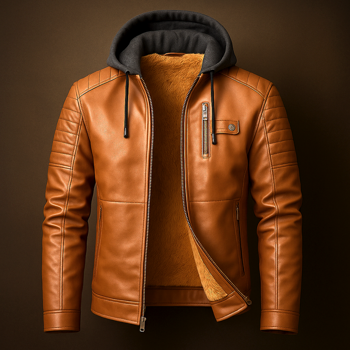 Glendon – Elegante Lederjacke mit Kapuze