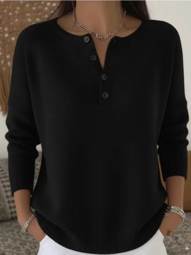 Nenneke - Eleganter Langarm Pullover Mit Knopf
