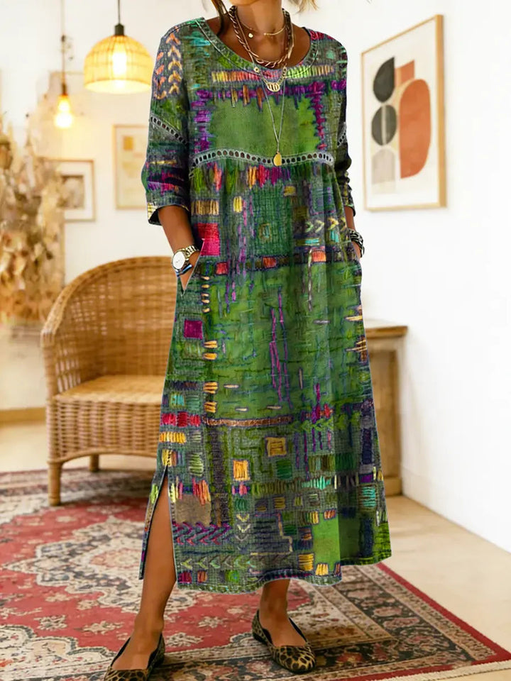 Nihada - Kunstvolles Ausgestellt Geschnittenes Midikleid