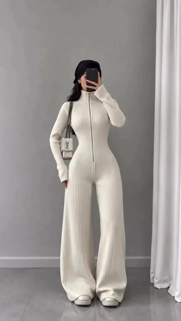 Libby – Overall Aus Geripptem Strick Mit Weitem Bein