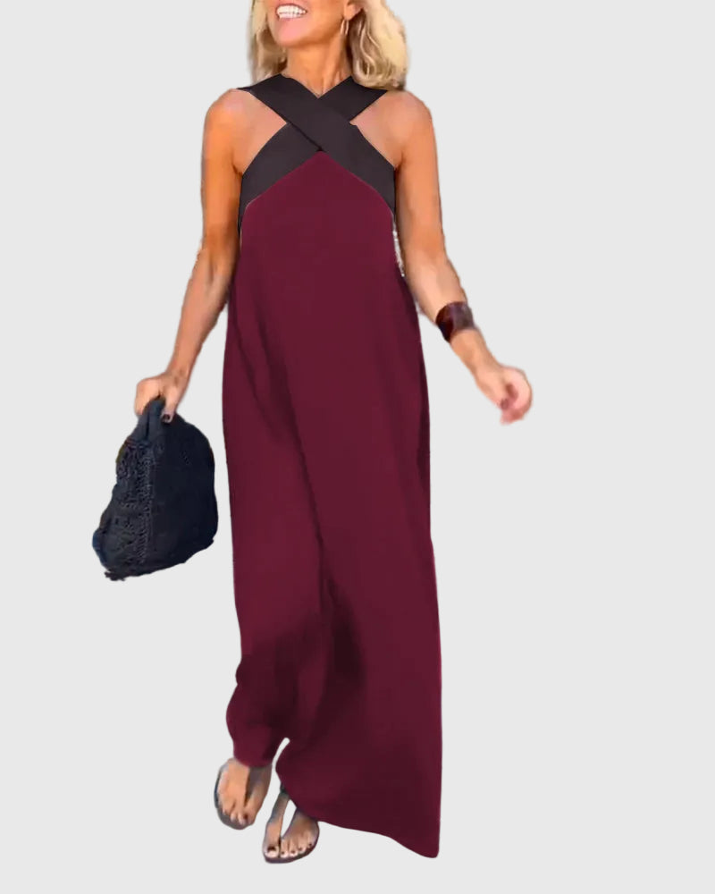 Frederikke – Elegantes Maxikleid Mit Gekreuztem Ausschnitt