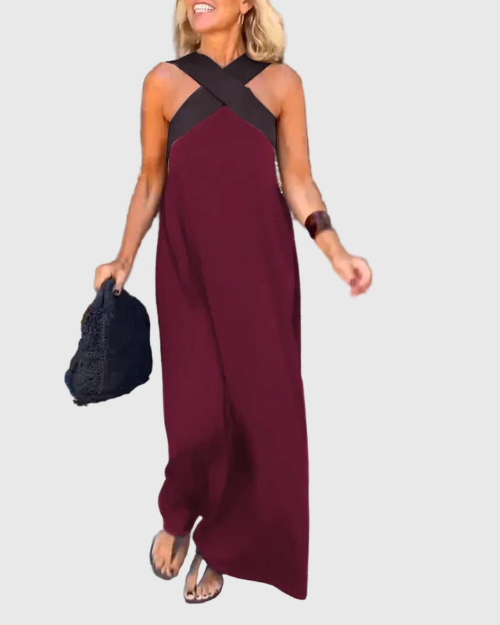 Frederikke – Elegantes Maxikleid Mit Gekreuztem Ausschnitt