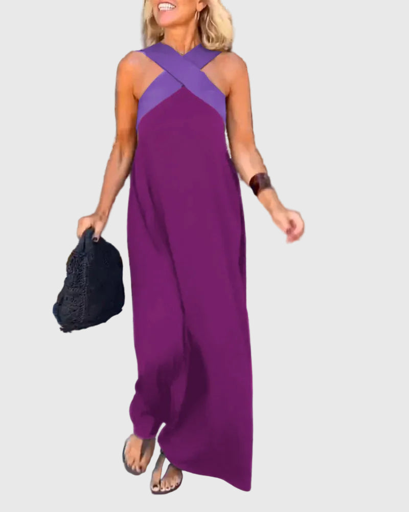 Frederikke – Elegantes Maxikleid Mit Gekreuztem Ausschnitt