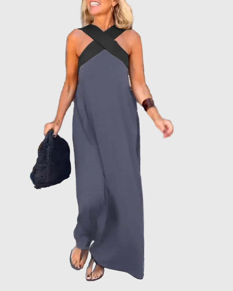 Frederikke – Elegantes Maxikleid Mit Gekreuztem Ausschnitt