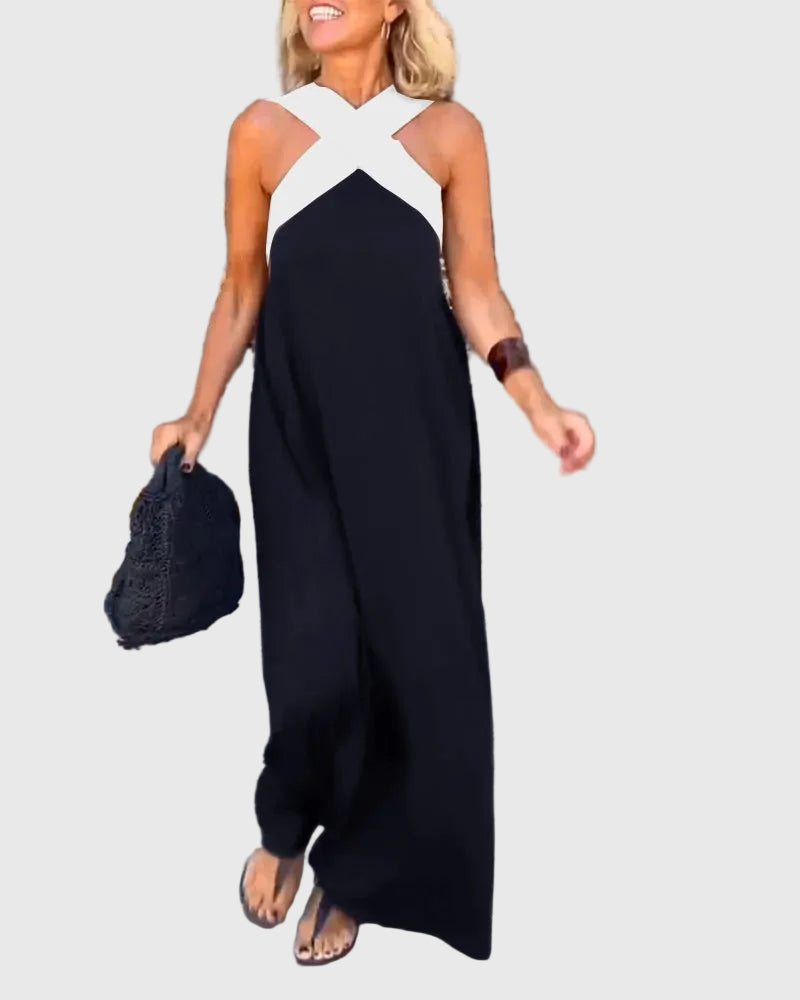 Frederikke – Elegantes Maxikleid Mit Gekreuztem Ausschnitt